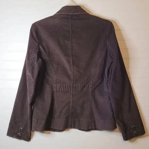 Talbots Blazer Size 6 Brown Corduroy Elbow Patches Academia Preppy - Picture 6 of 11
